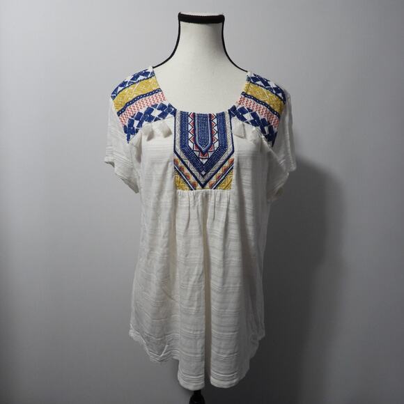 Style & Co white tassel blouse women’s size large - Picture 1 of 5
